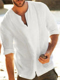 Summer Casual Cotton Linen Half Sleeve Men's Tops