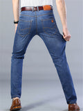 Loose Elastane Straight Breathable Denim Pants