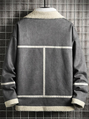 Winter Daily Wear Striped Contrasting Color Plush Coats For Men