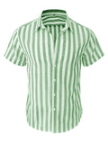 Men's Summer Classic Stripe Lapel Short Sleeve Button Beach Shirts