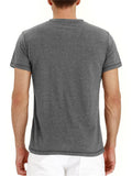 Men's Simple Style Solid Color Short-Sleeved Button T-Shirt