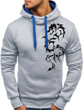 Stylish Pullover Drawstring Unique Dragon Print Hoodies for Men