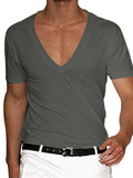 Men's Fashion Summer Deep V Neck Plain T-shirts