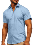 Men's Simple Office Wear Summer Turn Down Collar Button Shirts