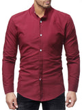 Spring Pure Color Fit Turn-down Collar T-shirts for Men