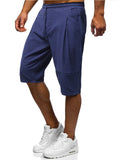 Mens Comfy Breathable Solid Color Casual Knee Shorts