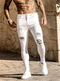 Men’s High-Rise Skinny Fit Washed Ripped Pocket Jeans