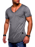 New Holiday Men's Summer Solid Fit V Neck Short-Sleeved T-shirt