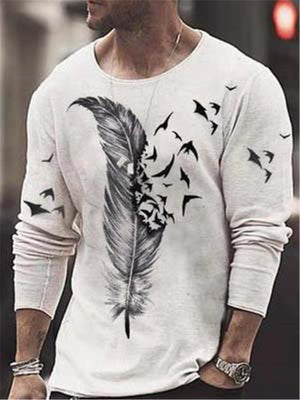 Mens Casual Print Long Sleeve T-Shirts