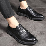 Men's Business Style Crocodile Printing Leather Shoes