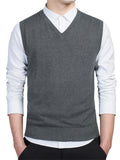 Male Solid Pullover V Neck Sleeveless Vest Sweater