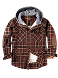 Stylish Warm Plaid Windproof Hooded Flannel Jacket Mens