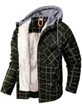 Winter Simple Style Daily Wear Plaid Hooded Warm Coats For Men