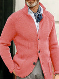 Male Fit Stand Collar Knitting Button Sweater