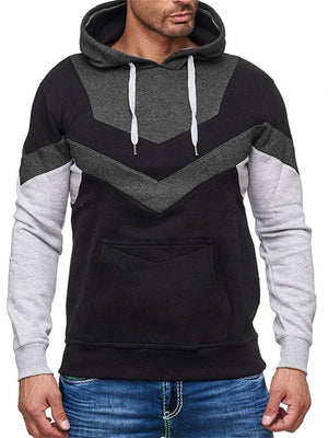 Winter Hooded Contrasting Pullover Loose Hoodies For Men