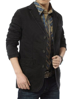 Middle-aged Male Classic Long Sleeve Button Coat