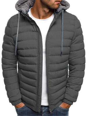 Men's Hooded Lightweight Zip Cotton-Padded Coat