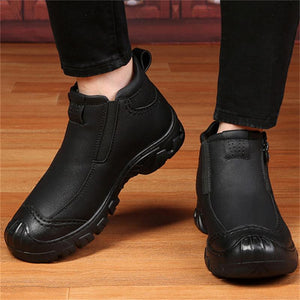 Men's Casual Fashion PU Plush Warm High-Top Loafers