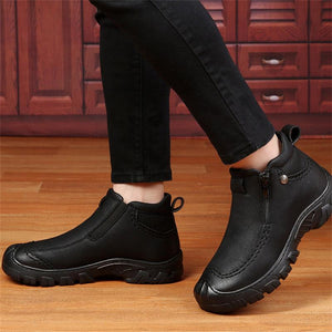 Men's Casual Fashion PU Plush Warm High-Top Loafers