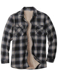 Men's Fashion Daily Wear Plaid Button Up Plush Thermal Coats