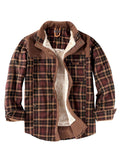 Stylish Corduroy Plaid Fleece Lining Thermal Cotton Lapel Cozy Shirt Jacket