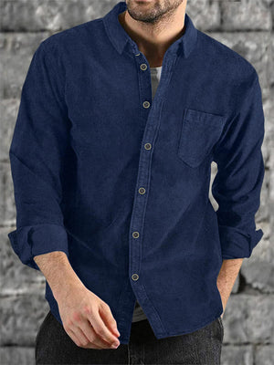 Men's Casual Button Up Corduroy Shirts for Autumn Winter