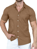 Summer Loose Trendy Solid Color Lapel Shirt for Men