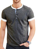 Summer Daily Wear Comfy Short Sleeve Contrasting Slim T-shirts For Men