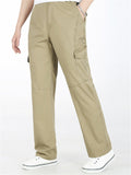 Mens Casual Loose Comfy Pure Color Cargo Pants