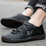 Men's Retro Microfiber Soft Rubber Sole Anti-slip Lace Up Shoes