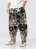 Causal Dragon Print Loose Harem Pants