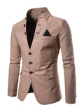 Mens Casual Solid Color Stand Collar Buttons Coats Blazers