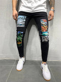 Casual Slim Fit Patchwork Denim Ankle Pants