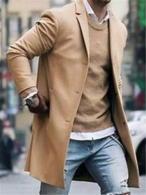 Winter Solid Color Simple long Wool OverCoat