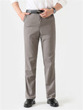 Comfy High-Waist Straight Cotton Lightweight Casual Trousers Slacks