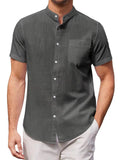 Male Cozy Short Sleeve Slim Fit Stand Collar Shirts