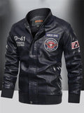 Cool Stand Collar Zip Leather Biker Jacket