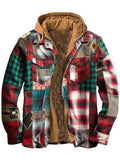 Comfy Creative Printed Zip Cotton Hooded Flannel Jacket