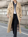 Mens Fashion Buttons Khaki Trench Coat