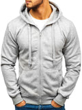 Men's Solid Color Casual Zipper Hooded Sweater