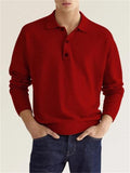 Men's V-neck Long Sleeve Polo Shirt for Autumn