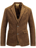 Men’s Classic Notched Lapel Collar Corduroy Flap Pocket Button Fastening Blazer Coat