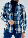 Men's Popular Plaid Contrast Color Button Down Autumn Coats