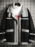 Winter Daily Wear Striped Contrasting Color Plush Coats For Men