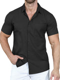 Summer Loose Trendy Solid Color Lapel Shirt for Men