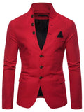 Men’s Slim Fit Stand Collar Button Up Multi Pocket Blazer