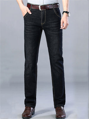 Loose Elastane Straight Breathable Denim Pants