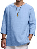 Men's Holiday Casual V-Neck Solid Color Loose Comfy Shirts