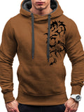 Stylish Pullover Drawstring Unique Dragon Print Hoodies for Men