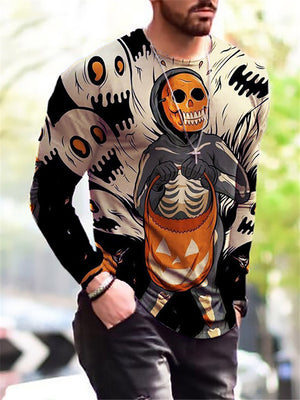 Slim Fit Crew Neck Halloween Shirts for Men